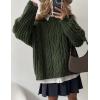 imagePRETTYGARDEN Womens Oversized Fall Sweaters 2025 Casual Long Sleeve Crewneck Chunky Cable Knit Pullover Tops Winter ClothesArmy Green