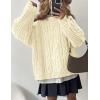 imagePRETTYGARDEN Womens Oversized Fall Sweaters 2025 Casual Long Sleeve Crewneck Chunky Cable Knit Pullover Tops Winter ClothesBeige