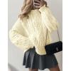 imagePRETTYGARDEN Womens Oversized Fall Sweaters 2025 Casual Long Sleeve Crewneck Chunky Cable Knit Pullover Tops Winter ClothesBeige