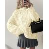 imagePRETTYGARDEN Womens Oversized Fall Sweaters 2025 Casual Long Sleeve Crewneck Chunky Cable Knit Pullover Tops Winter ClothesBeige