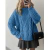 imagePRETTYGARDEN Womens Oversized Fall Sweaters 2025 Casual Long Sleeve Crewneck Chunky Cable Knit Pullover Tops Winter ClothesBlue