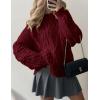 imagePRETTYGARDEN Womens Oversized Fall Sweaters 2025 Casual Long Sleeve Crewneck Chunky Cable Knit Pullover Tops Winter ClothesBurgundy