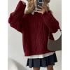 imagePRETTYGARDEN Womens Oversized Fall Sweaters 2025 Casual Long Sleeve Crewneck Chunky Cable Knit Pullover Tops Winter ClothesBurgundy