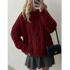 imagePRETTYGARDEN Womens Oversized Fall Sweaters 2025 Casual Long Sleeve Crewneck Chunky Cable Knit Pullover Tops Winter ClothesBurgundy