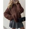 imagePRETTYGARDEN Womens Oversized Fall Sweaters 2025 Casual Long Sleeve Crewneck Chunky Cable Knit Pullover Tops Winter ClothesCoffee