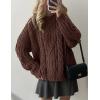 imagePRETTYGARDEN Womens Oversized Fall Sweaters 2025 Casual Long Sleeve Crewneck Chunky Cable Knit Pullover Tops Winter ClothesCoffee