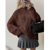 imagePRETTYGARDEN Womens Oversized Fall Sweaters 2025 Casual Long Sleeve Crewneck Chunky Cable Knit Pullover Tops Winter ClothesCoffee