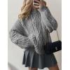 imagePRETTYGARDEN Womens Oversized Fall Sweaters 2025 Casual Long Sleeve Crewneck Chunky Cable Knit Pullover Tops Winter ClothesGrey