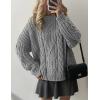 imagePRETTYGARDEN Womens Oversized Fall Sweaters 2025 Casual Long Sleeve Crewneck Chunky Cable Knit Pullover Tops Winter ClothesGrey