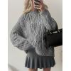 imagePRETTYGARDEN Womens Oversized Fall Sweaters 2025 Casual Long Sleeve Crewneck Chunky Cable Knit Pullover Tops Winter ClothesGrey