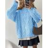 imagePRETTYGARDEN Womens Oversized Fall Sweaters 2025 Casual Long Sleeve Crewneck Chunky Cable Knit Pullover Tops Winter ClothesLight Blue
