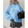 imagePRETTYGARDEN Womens Oversized Fall Sweaters 2025 Casual Long Sleeve Crewneck Chunky Cable Knit Pullover Tops Winter ClothesLight Blue