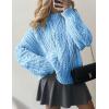 imagePRETTYGARDEN Womens Oversized Fall Sweaters 2025 Casual Long Sleeve Crewneck Chunky Cable Knit Pullover Tops Winter ClothesLight Blue