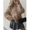 imagePRETTYGARDEN Womens Oversized Fall Sweaters 2025 Casual Long Sleeve Crewneck Chunky Cable Knit Pullover Tops Winter ClothesLight Khaki