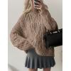 imagePRETTYGARDEN Womens Oversized Fall Sweaters 2025 Casual Long Sleeve Crewneck Chunky Cable Knit Pullover Tops Winter ClothesLight Khaki