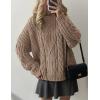 imagePRETTYGARDEN Womens Oversized Fall Sweaters 2025 Casual Long Sleeve Crewneck Chunky Cable Knit Pullover Tops Winter ClothesLight Khaki