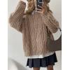 imagePRETTYGARDEN Womens Oversized Fall Sweaters 2025 Casual Long Sleeve Crewneck Chunky Cable Knit Pullover Tops Winter ClothesLight Khaki