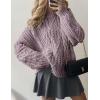 imagePRETTYGARDEN Womens Oversized Fall Sweaters 2025 Casual Long Sleeve Crewneck Chunky Cable Knit Pullover Tops Winter ClothesLight Purple