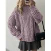 imagePRETTYGARDEN Womens Oversized Fall Sweaters 2025 Casual Long Sleeve Crewneck Chunky Cable Knit Pullover Tops Winter ClothesLight Purple