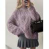 imagePRETTYGARDEN Womens Oversized Fall Sweaters 2025 Casual Long Sleeve Crewneck Chunky Cable Knit Pullover Tops Winter ClothesLight Purple