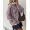 imagePRETTYGARDEN Womens Oversized Fall Sweaters 2025 Casual Long Sleeve Crewneck Chunky Cable Knit Pullover Tops Winter ClothesLight Purple