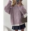 imagePRETTYGARDEN Womens Oversized Fall Sweaters 2025 Casual Long Sleeve Crewneck Chunky Cable Knit Pullover Tops Winter ClothesLight Purple