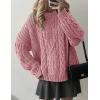 imagePRETTYGARDEN Womens Oversized Fall Sweaters 2025 Casual Long Sleeve Crewneck Chunky Cable Knit Pullover Tops Winter ClothesPink
