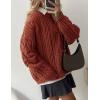 imagePRETTYGARDEN Womens Oversized Fall Sweaters 2025 Casual Long Sleeve Crewneck Chunky Cable Knit Pullover Tops Winter ClothesRust