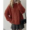imagePRETTYGARDEN Womens Oversized Fall Sweaters 2025 Casual Long Sleeve Crewneck Chunky Cable Knit Pullover Tops Winter ClothesRust
