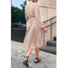 imagePRETTYGARDEN Womens Spring Midi Dress Long Puff Sleeve Wrap V Neck Flowy Ruffle Pleated Casual Fall DressesApricot