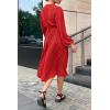 imagePRETTYGARDEN Womens Spring Midi Dress Long Puff Sleeve Wrap V Neck Flowy Ruffle Pleated Casual Fall DressesBright Red