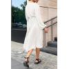 imagePRETTYGARDEN Womens Spring Midi Dress Long Puff Sleeve Wrap V Neck Flowy Ruffle Pleated Casual Fall DressesWhite
