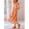 imagePRETTYGARDEN Womens Summer Beach Maxi Dress Short Sleeve Buttons Tiered Ruffle A Line Swing DressesFloral Apricot Orange