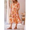 imagePRETTYGARDEN Womens Summer Beach Maxi Dress Short Sleeve Buttons Tiered Ruffle A Line Swing DressesFloral Apricot Orange