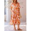 imagePRETTYGARDEN Womens Summer Beach Maxi Dress Short Sleeve Buttons Tiered Ruffle A Line Swing DressesFloral Apricot Orange