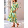 imagePRETTYGARDEN Womens Summer Beach Maxi Dress Short Sleeve Buttons Tiered Ruffle A Line Swing DressesFloral White Yellow