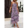 imagePRETTYGARDEN Womens Summer Floral Sundress Casual One Shoulder Tiered Ruffle Flowy Midi Beach Boho DressesFloral Black Pink