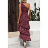 imagePRETTYGARDEN Womens Summer Floral Sundress Casual One Shoulder Tiered Ruffle Flowy Midi Beach Boho DressesFloral Black Red