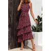 imagePRETTYGARDEN Womens Summer Floral Sundress Casual One Shoulder Tiered Ruffle Flowy Midi Beach Boho DressesFloral Black Red