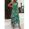 imagePRETTYGARDEN Womens Summer Floral Sundress Casual One Shoulder Tiered Ruffle Flowy Midi Beach Boho DressesFloral Green Pink