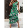 imagePRETTYGARDEN Womens Summer Floral Sundress Casual One Shoulder Tiered Ruffle Flowy Midi Beach Boho DressesFloral Green Pink