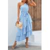 imagePRETTYGARDEN Womens Summer Floral Sundress Casual One Shoulder Tiered Ruffle Flowy Midi Beach Boho DressesFloral Light Blue