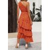 imagePRETTYGARDEN Womens Summer Floral Sundress Casual One Shoulder Tiered Ruffle Flowy Midi Beach Boho DressesFloral Orange Rose Red
