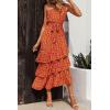 imagePRETTYGARDEN Womens Summer Floral Sundress Casual One Shoulder Tiered Ruffle Flowy Midi Beach Boho DressesFloral Orange Rose Red