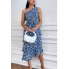 imagePRETTYGARDEN Womens Summer Floral Sundress Casual One Shoulder Tiered Ruffle Flowy Midi Beach Boho DressesFloral Royal Blue White