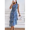 imagePRETTYGARDEN Womens Summer Floral Sundress Casual One Shoulder Tiered Ruffle Flowy Midi Beach Boho DressesFloral Royal Blue White