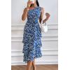 imagePRETTYGARDEN Womens Summer Floral Sundress Casual One Shoulder Tiered Ruffle Flowy Midi Beach Boho DressesFloral Royal Blue White
