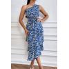 imagePRETTYGARDEN Womens Summer Floral Sundress Casual One Shoulder Tiered Ruffle Flowy Midi Beach Boho DressesFloral Royal Blue White