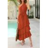 imagePRETTYGARDEN Womens Summer Floral Sundress Casual One Shoulder Tiered Ruffle Flowy Midi Beach Boho DressesSwiss Dot Brick Red