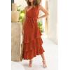 imagePRETTYGARDEN Womens Summer Floral Sundress Casual One Shoulder Tiered Ruffle Flowy Midi Beach Boho DressesSwiss Dot Brick Red